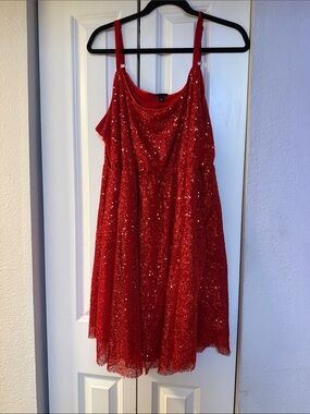 Torrid Red Sequin Tank Dress